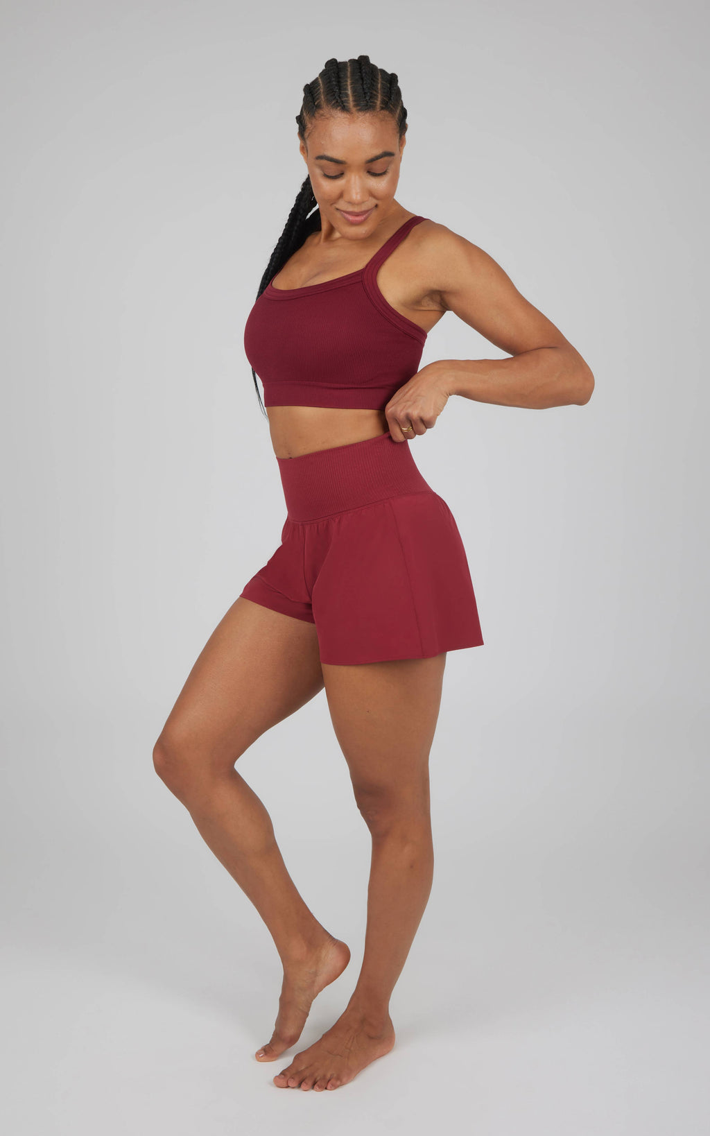 Ribbed Active Set – Strappy Back Bra & Shorts (with Inner Short)
