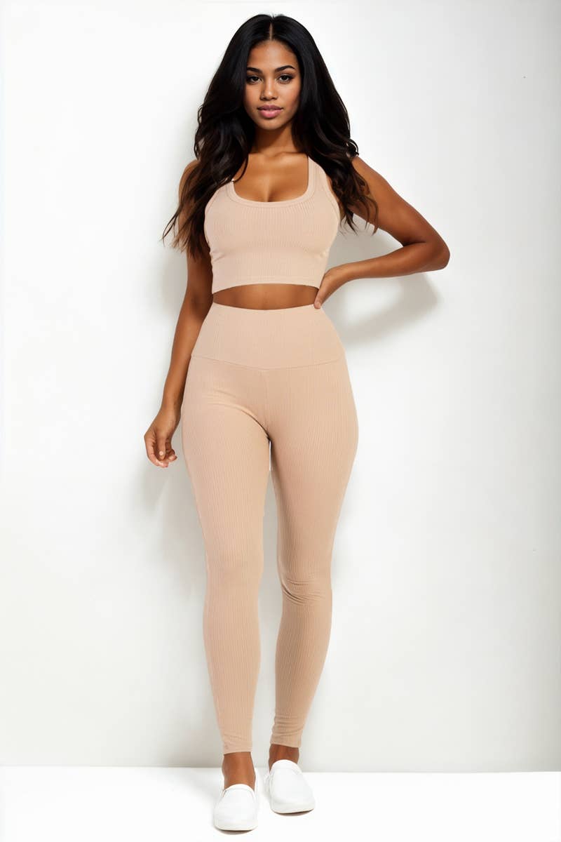 Ribbed Crop & Legging Set – Sleek Athleisure Set
