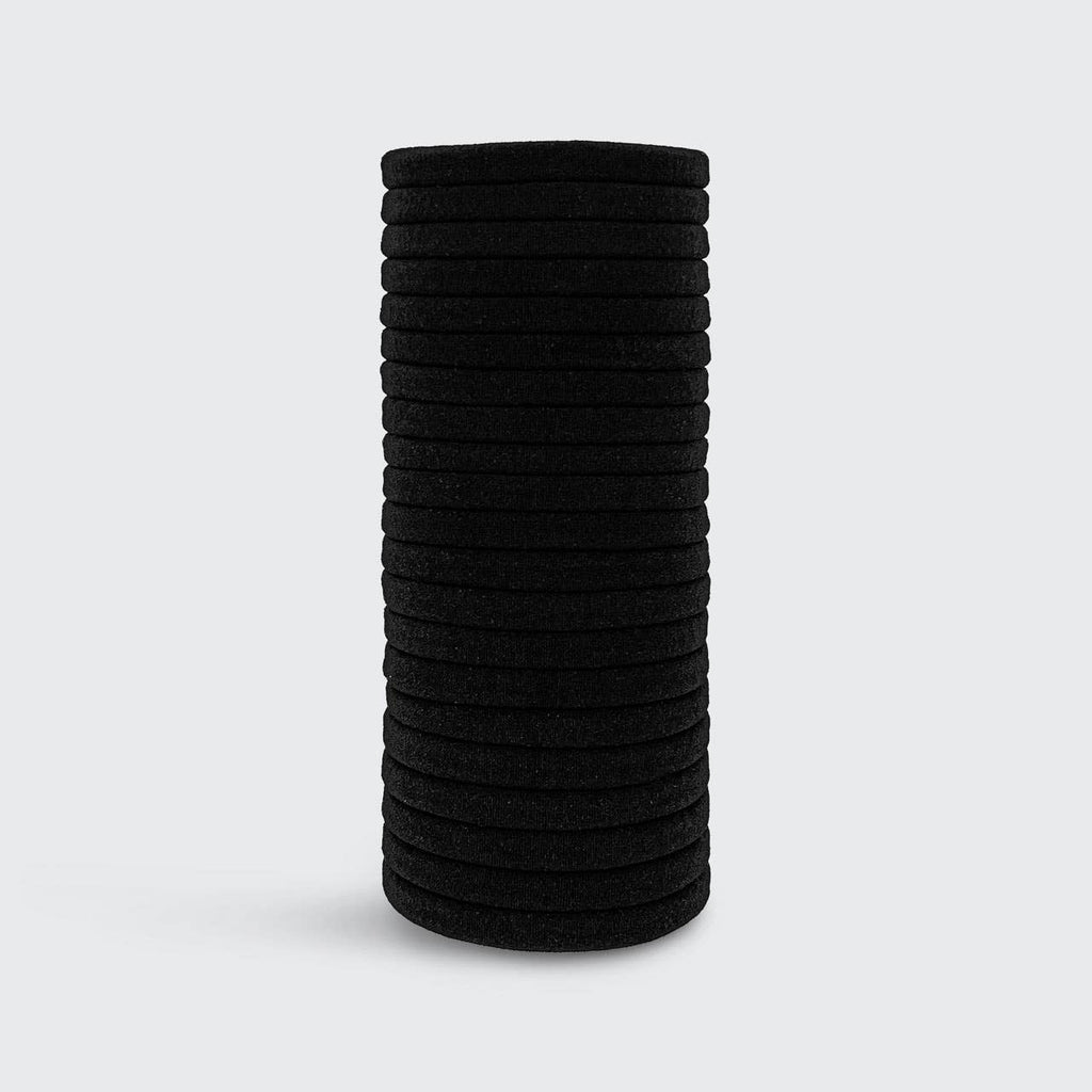 KITSCH Eco-Friendly Nylon Elastics (20pc – Black) Recycled Everyday Ponytail Essentials