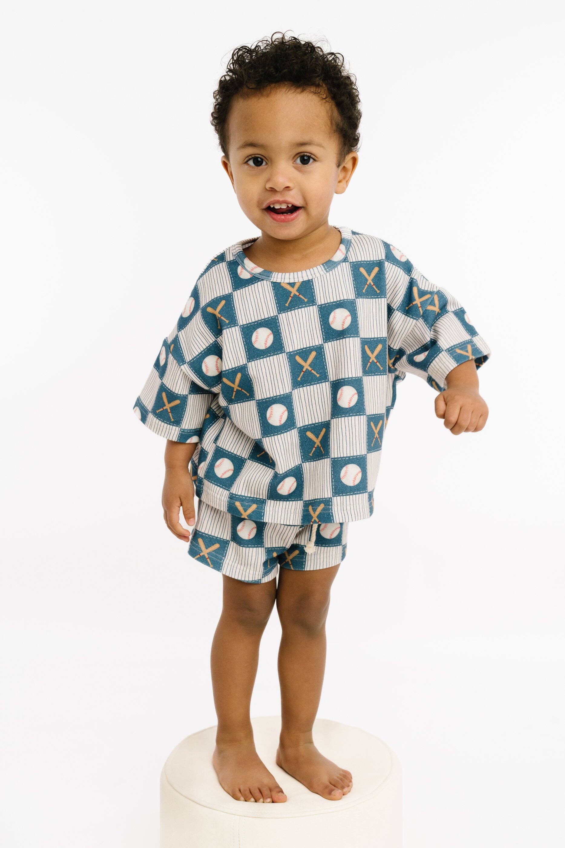 Little One Shop - Baseball Patchwork Slouchy Set