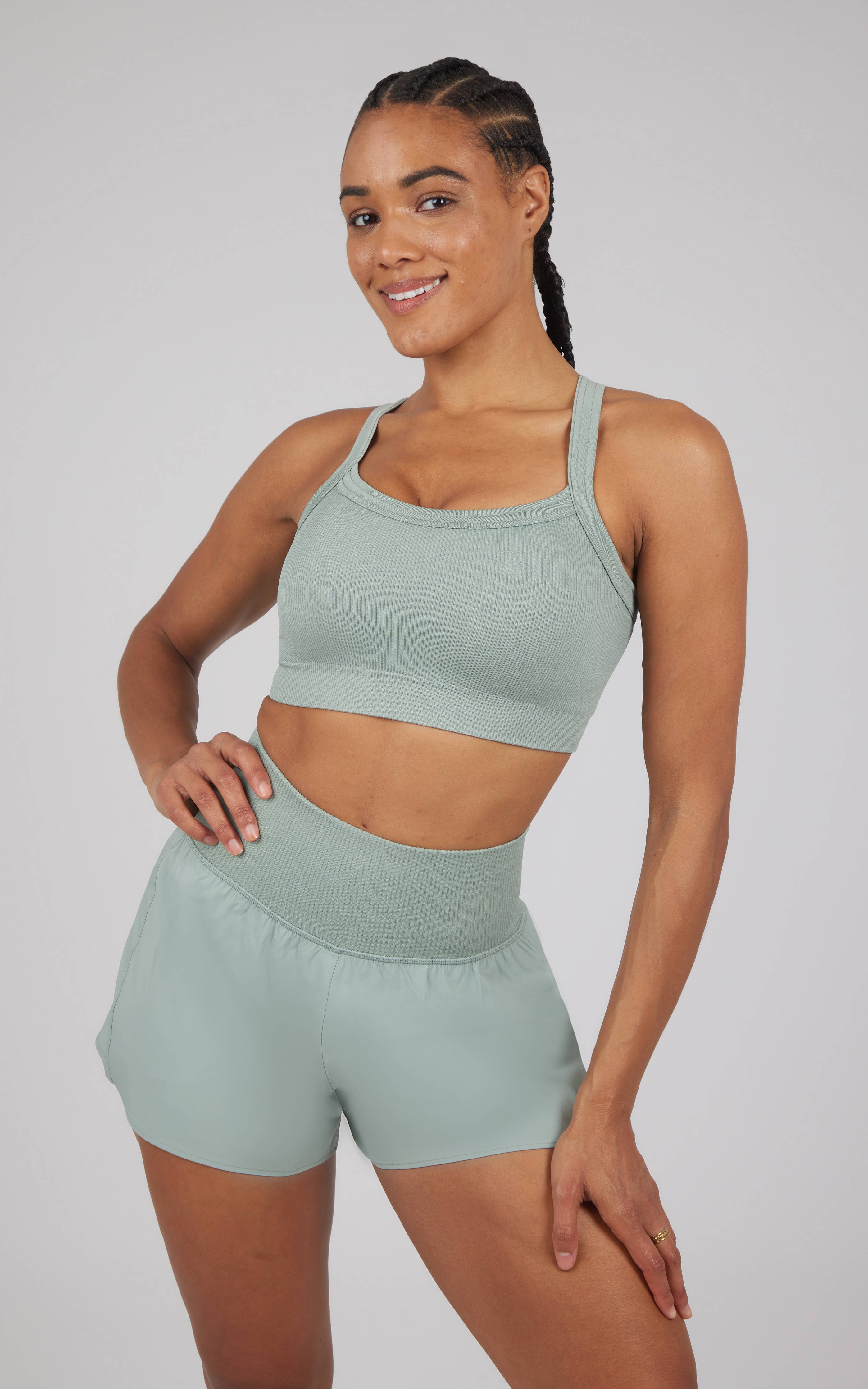 Ribbed Active Set – Strappy Back Bra & Shorts (with Inner Short)