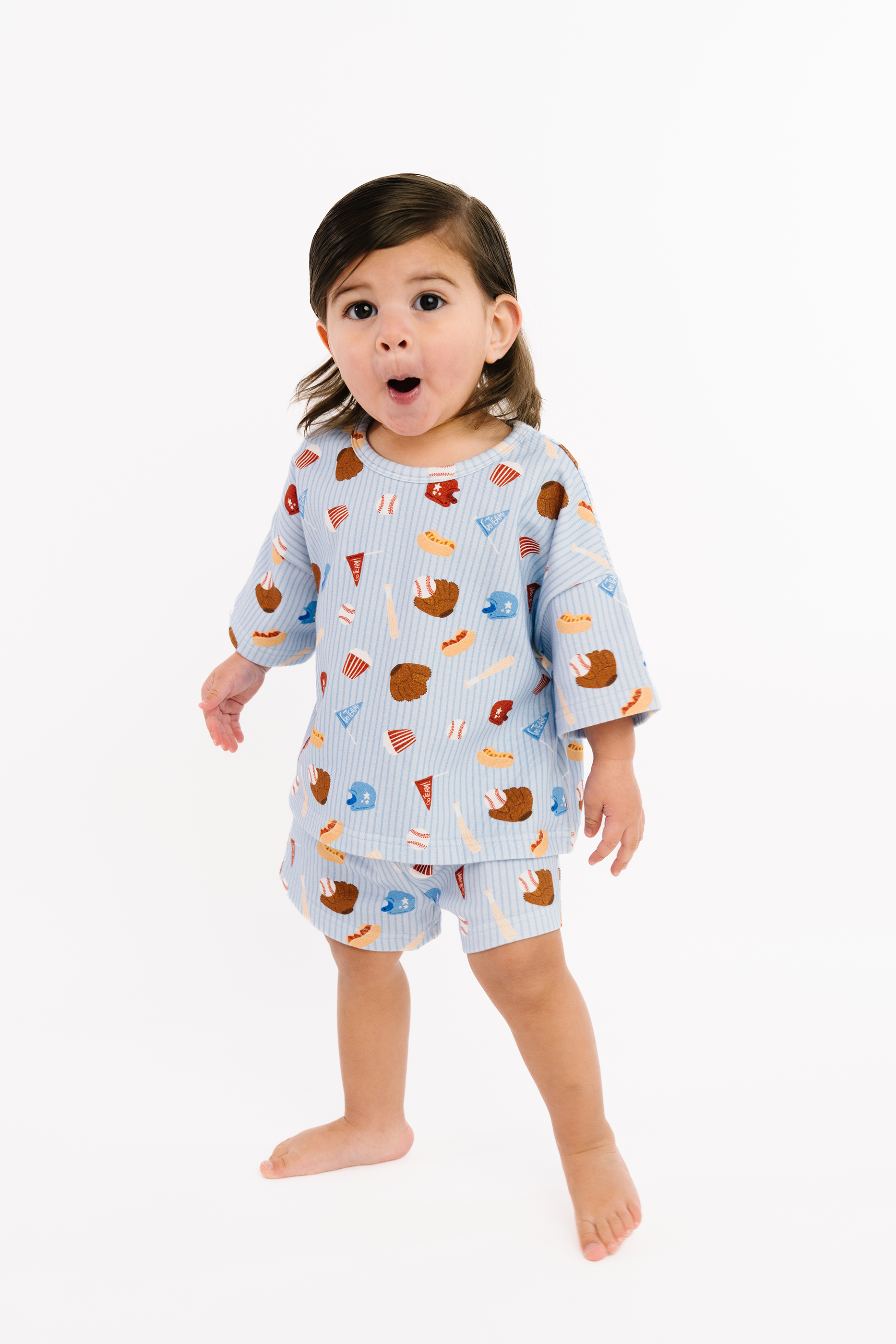 Little One Shop - Blue Baseball Slouchy Set