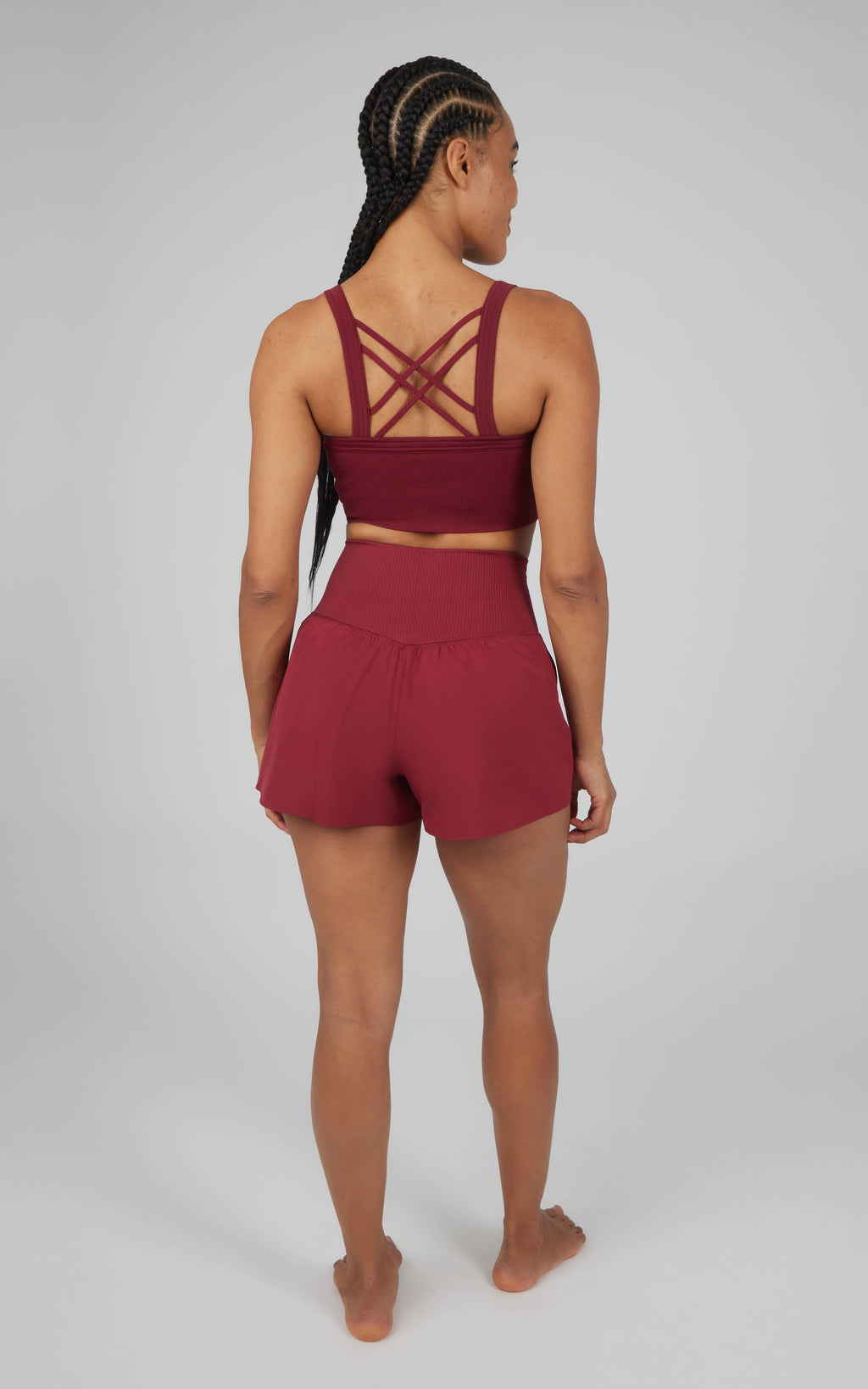 Ribbed Active Set – Strappy Back Bra & Shorts (with Inner Short)