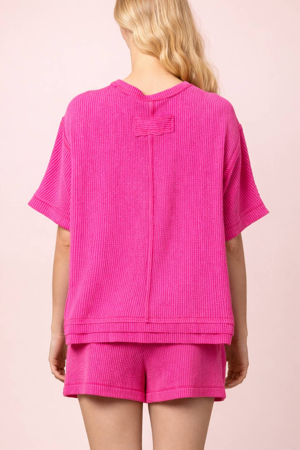 Ribbed Comfy Set – Oversized Lounge Top & Shorts