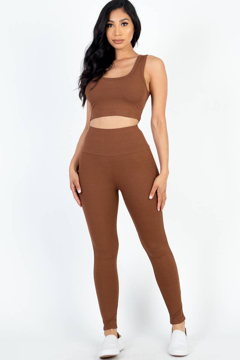 Ribbed Crop & Legging Set – Sleek Athleisure Set