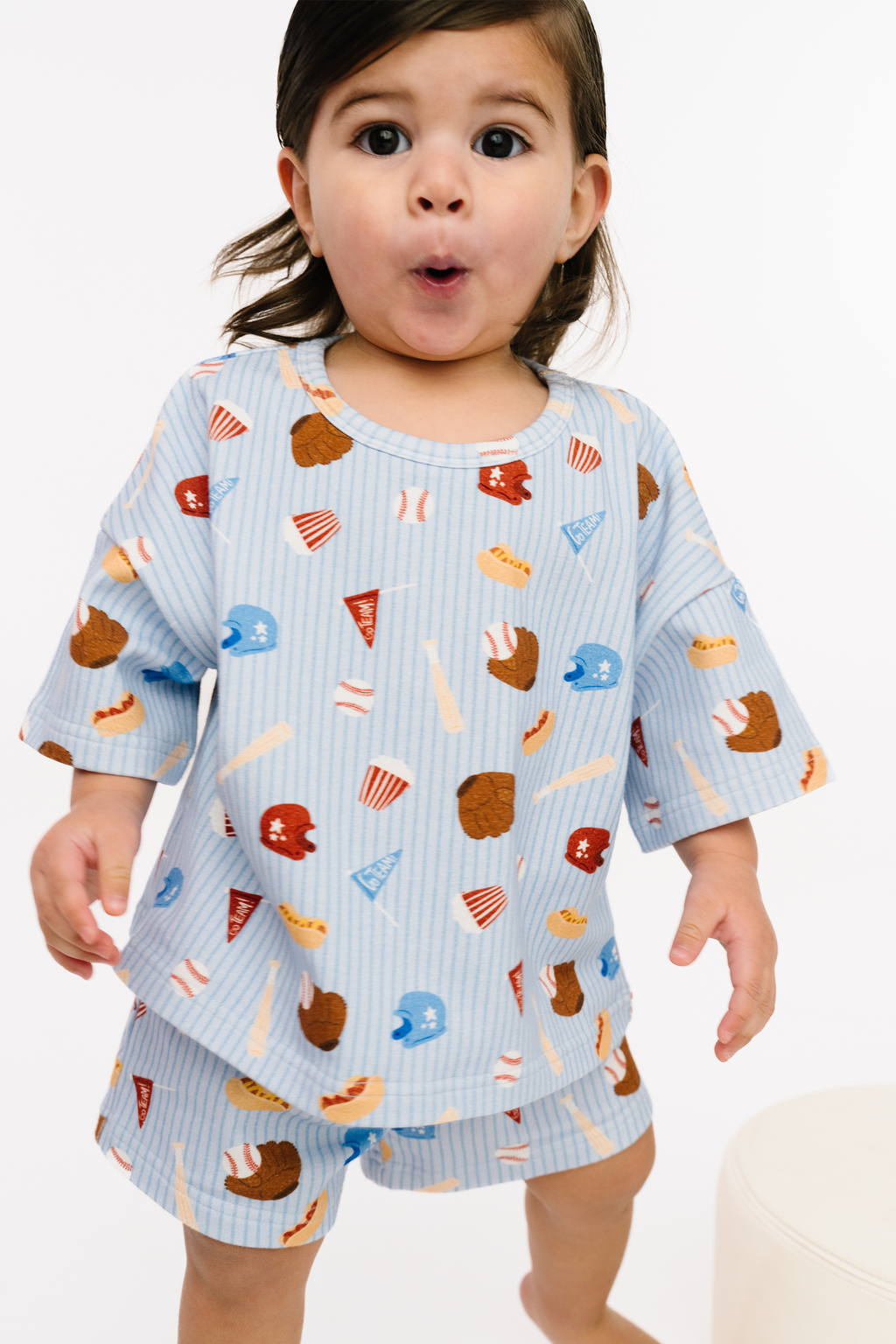 Little One Shop - Blue Baseball Slouchy Set