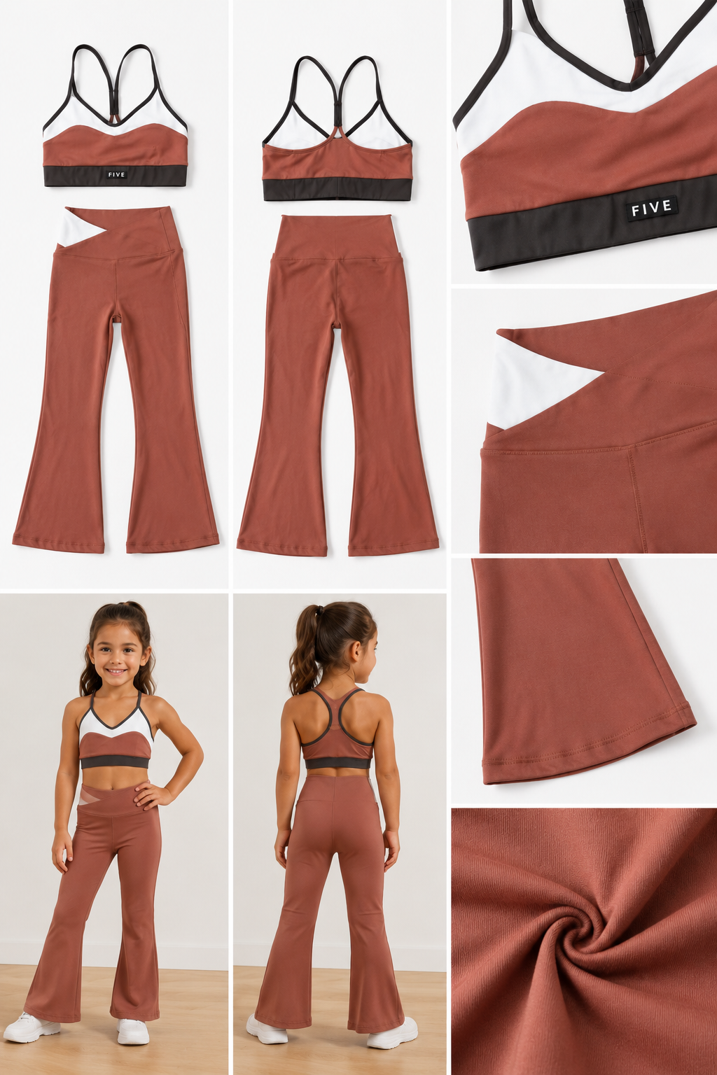 2-Piece Brown, Green and White Five Set
