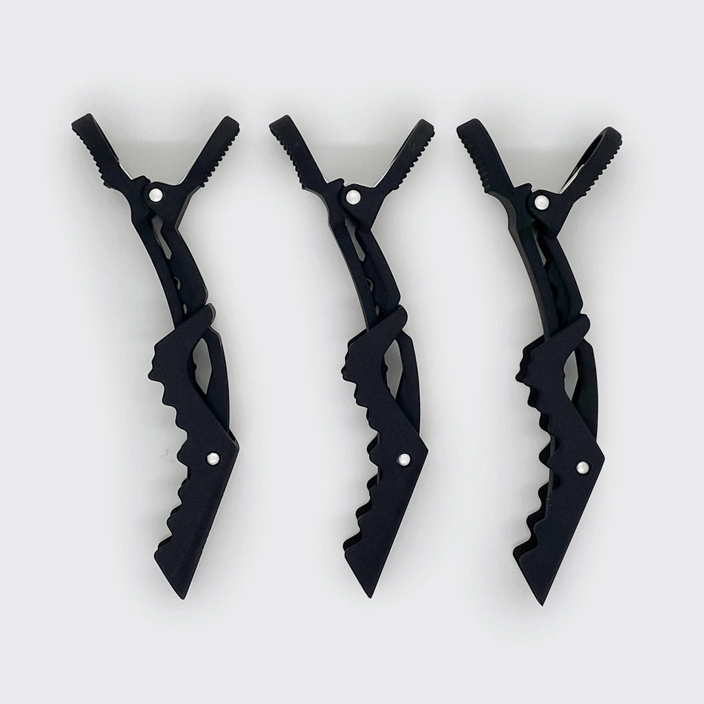 KITSCH No-Slip Crocodile Clips (3pc – Black) Pro Styling + Sectioning Clips