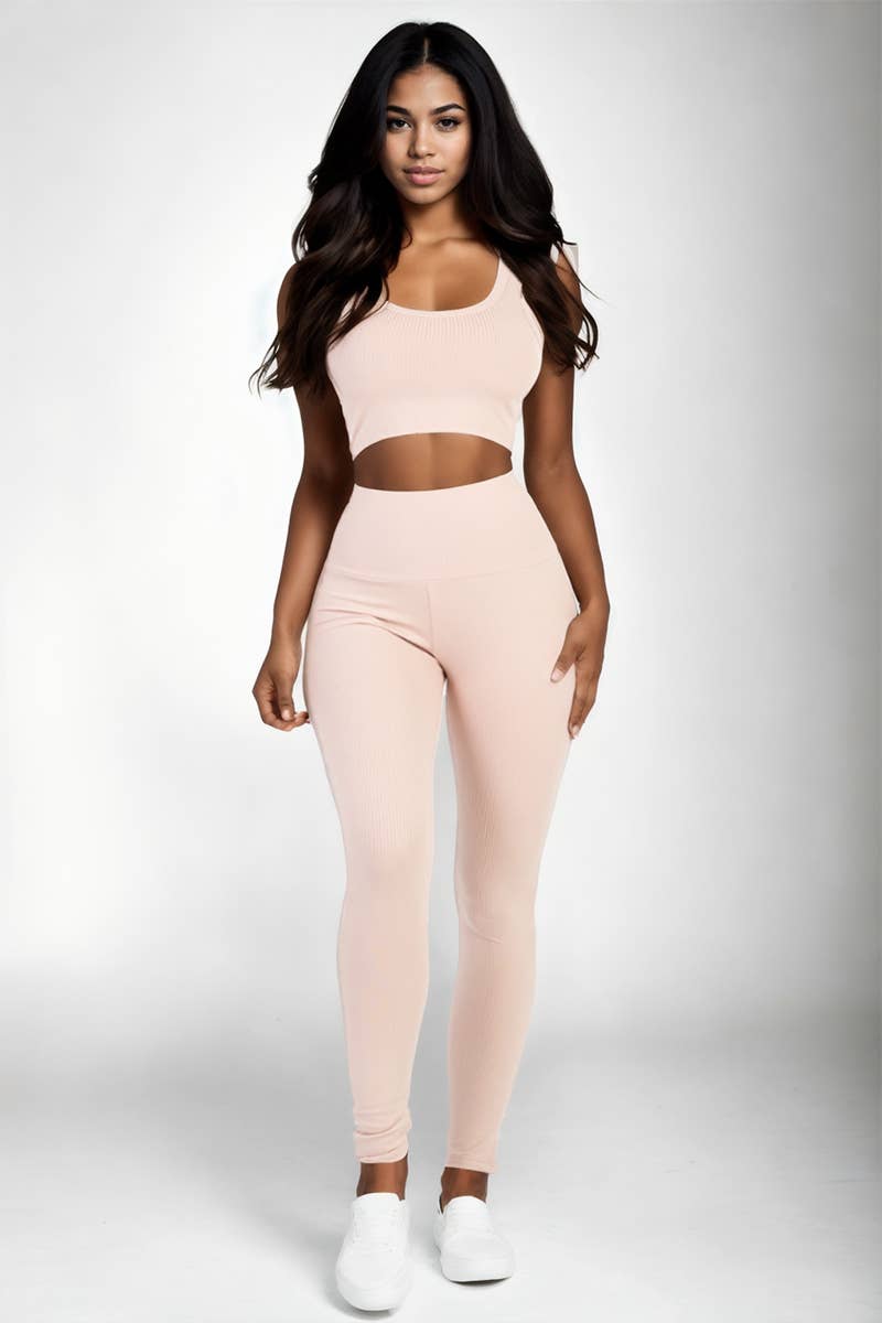 Ribbed Crop & Legging Set – Sleek Athleisure Set