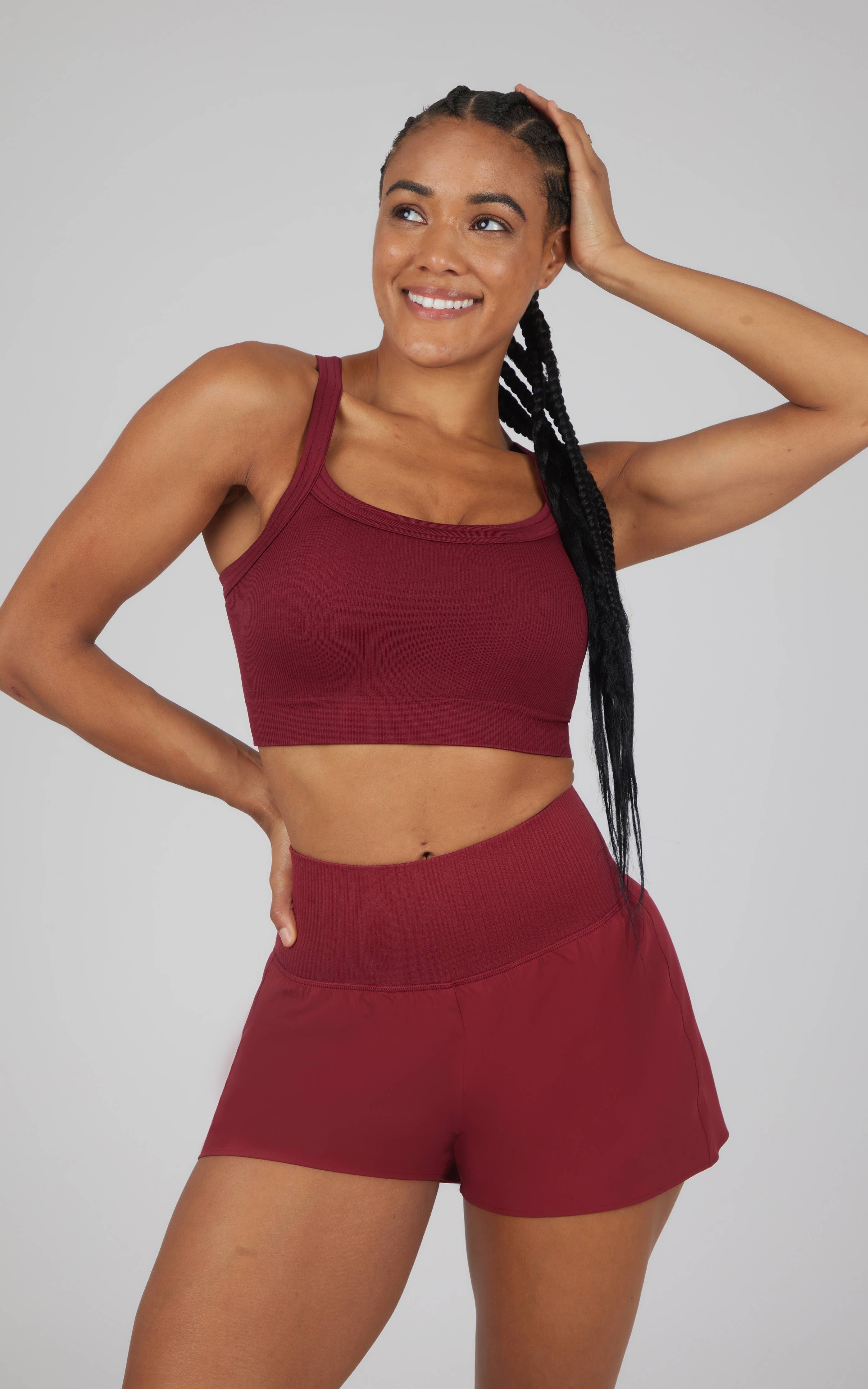 Ribbed Active Set – Strappy Back Bra & Shorts (with Inner Short)