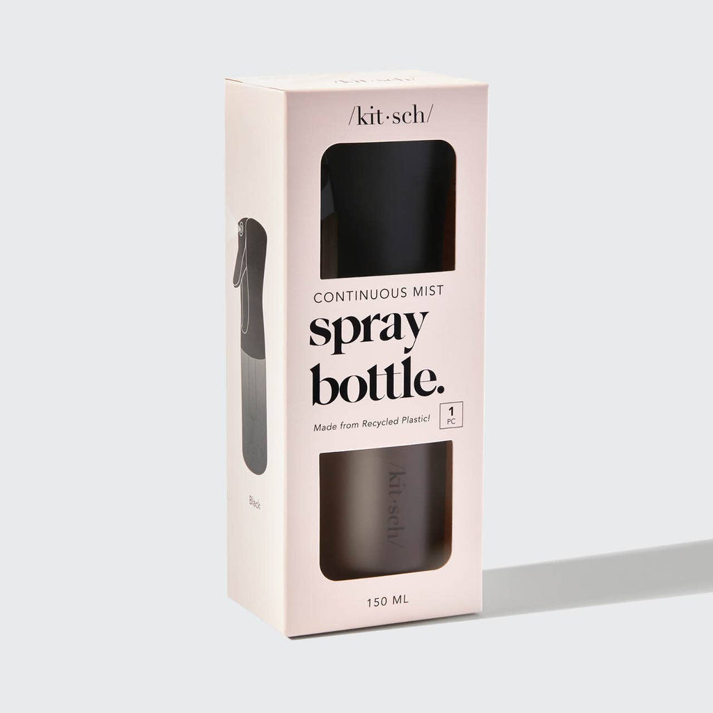 KITSCH Continuous Fine Mist Spray Bottle (Black) Reusable Multi-Purpose Styling Sprayer