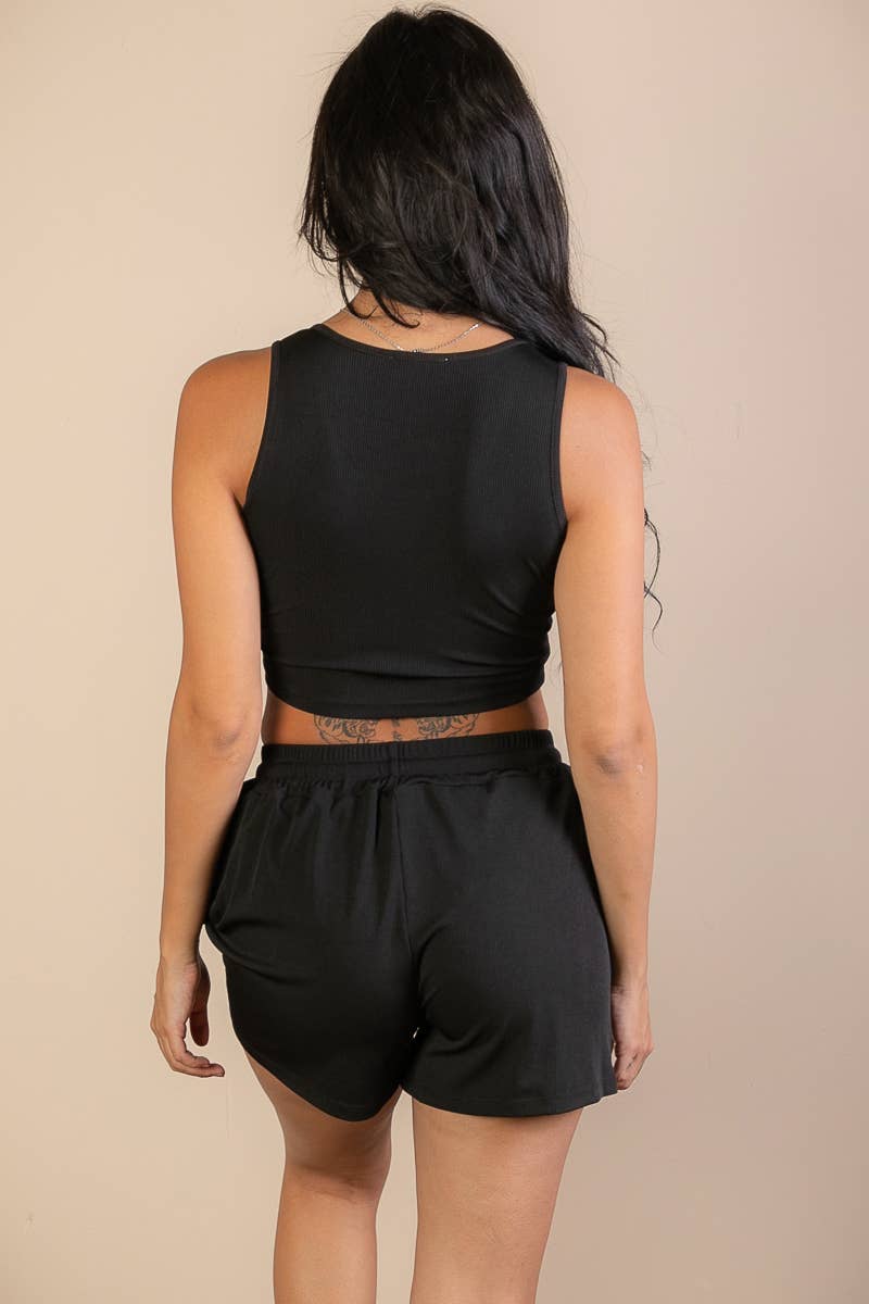Ribbed Crop Tank & Shorts Set – Everyday Lounge Set