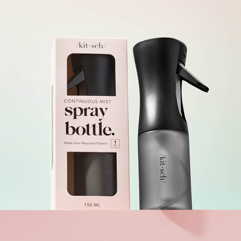KITSCH Continuous Fine Mist Spray Bottle (Black) Reusable Multi-Purpose Styling Sprayer