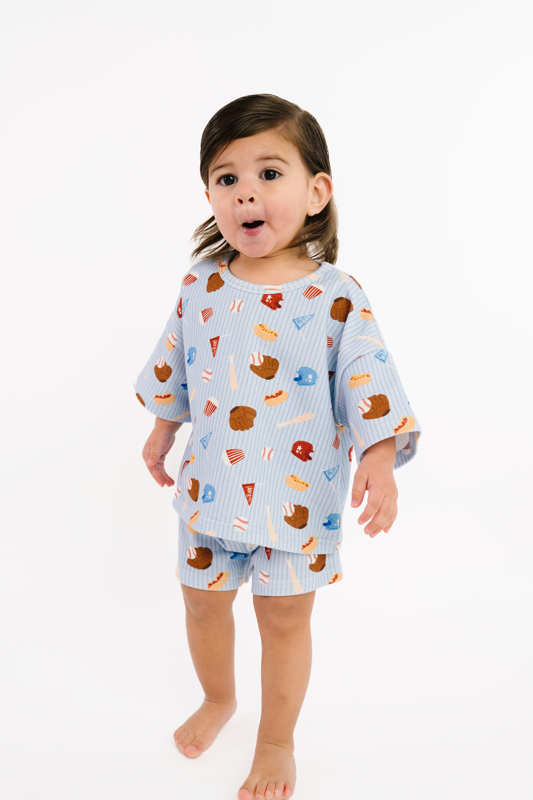 Little One Shop - Blue Baseball Slouchy Set