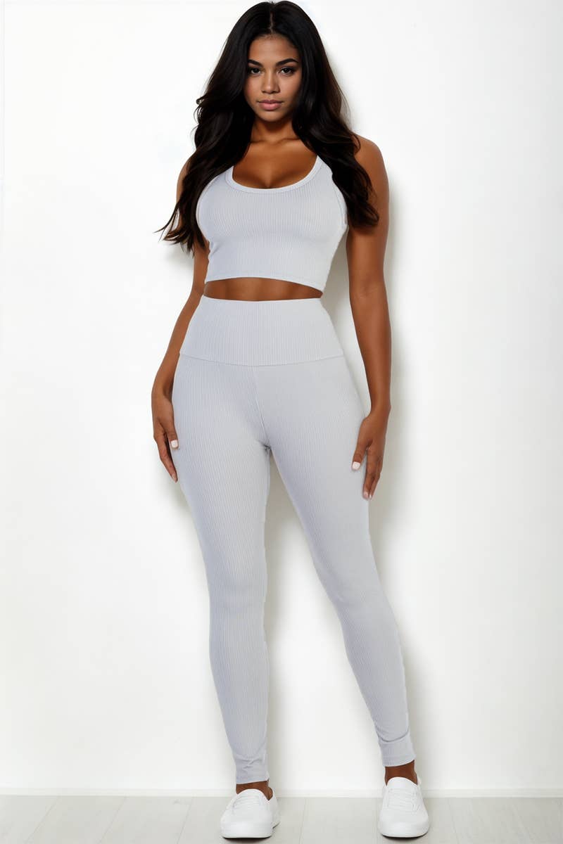 Ribbed Crop & Legging Set – Sleek Athleisure Set