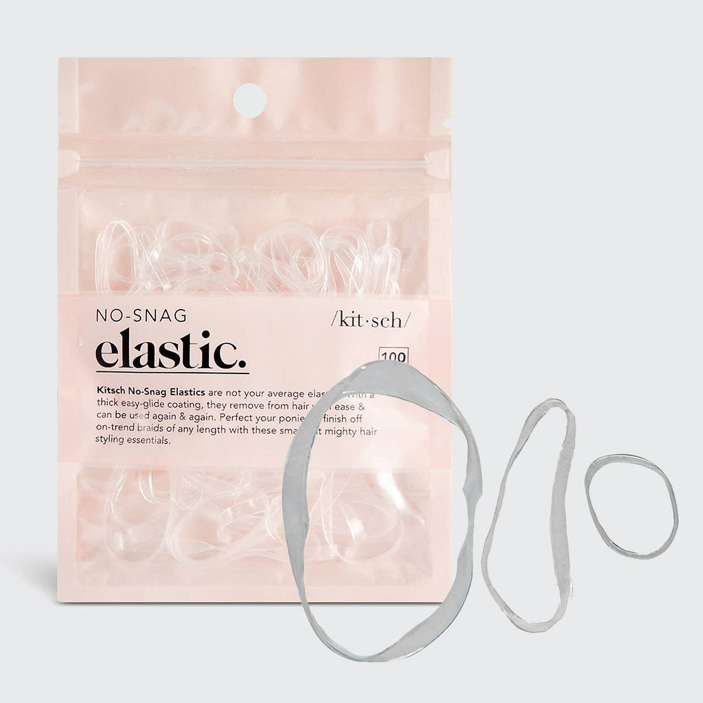 KITSCH No-Snag Clear Elastics (100pc) Secure, Damage-Free Hair Ties